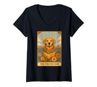 Mujer Tarot Golden Retriever The Protector Camiseta Cuello V