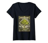 Mujer Tarot Habla por los árboles Árbol botánico Vintage de la Vida Camiseta Cuello V