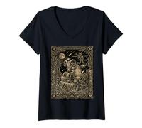 Mujer Tarot Krampus Tarot Tótem Celestial Invierno Camiseta Cuello V