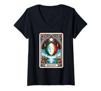 Mujer Tarot siciliano carta con luna italiana en sicilia Camiseta Cuello V
