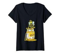 Mujer Tarro de miel Angry Bee Over Camiseta Cuello V