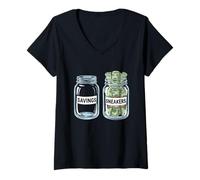 Mujer Tarros de Dinero - Fan de los Tenis Sneaker Head Camiseta Cuello V
