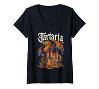 Mujer Tartaria Camiseta Cuello V