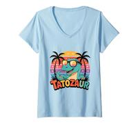 Mujer Tatozaur Dinosaurio polaco papá regalo TRex Polonia Día del Padre Camiseta Cuello V