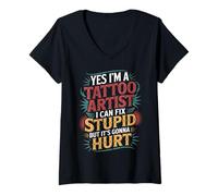 Mujer Tattoo Artist I Fix Stupid But It’ll Hurt - Camiseta Cuello V