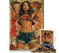Mujer Tatuada al Estilo japonés, Rompecabezas de 1000 Piezas para Adolescentes, Puzzle Wise Think Toy, Juguete Sencillo y Divertido, Corte preciso, Papá Noel, selección de Deseos 38x52cm