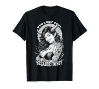 Mujer Tatuada Chica Entintada Mira Cool Caliente Sexy Diablo Demonio Camiseta