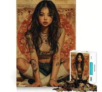 Mujer Tatuada con Estilo Vintage Rompecabezas para Adolescentes de 1000 Piezas Mejora la Memoria Tiempo de relajación Bordes precisos Regalo increíble 38x52cm