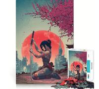 Mujer Tatuada con Katana en Ciudad ciberpunk Rompecabezas de 1000 Piezas para Adolescentes Juguete cognitivo Ocio Suave Ensamblaje de Patrones Pieza de Arte 38x52cm