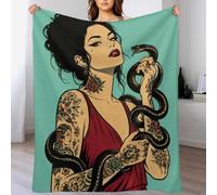 Mujer Tatuada con Serpiente Manta arte pop Manta TV Calida Hogar Sofa