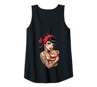Mujer Tatuado Pin Up Girl Teddy Retro Art Camiseta sin Mangas