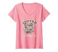 Mujer Tatuaje de Calavera de Serpiente de Lynyrd Skynyrd de los 70, Regalos artísticos para Moteros de Rock Camiseta Cuello V
