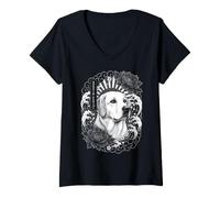 Mujer Tatuaje de Labrador Retriever Japan Irezumi Camiseta Cuello V