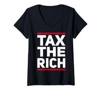 Mujer Tax The Rich Design Lema Alemania Capitalismo Política Camiseta Cuello V