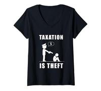 Mujer Taxation Is Theft Anti-Government Statement Camiseta Cuello V