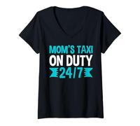 Mujer Taxi de mamá de Guardia 24/7 Mamá Camiseta Cuello V