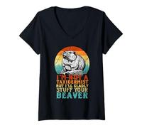 Mujer Taxidermista Divertido con Mucho Gusto Rellena Tu Castor Camiseta Cuello V