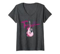 Mujer Taylor Nombre Amo a Taylor Girl Linda Guitarra Camiseta Cuello V, Jaspeado Oscuro, L