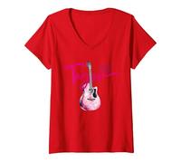 Mujer Taylor Nombre Amo a Taylor Girl Linda Guitarra Camiseta Cuello V, Rojo, XXL