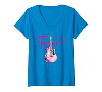 Mujer Taylor Nombre Amo a Taylor Girl Linda Guitarra Camiseta Cuello V, Zafiro, L