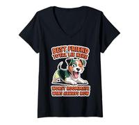 Mujer Taza de té para amantes de los perros, mujeres y hombres, linda raza pequeña, humor atrevido para mascotas Camiseta Cuello V