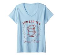 Mujer Taza de té Spilled Tea Social Club Vintage Coquette Girlycore Camiseta Cuello V