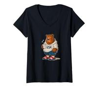 Mujer Taza Divertida con diseño de Oso matutino Cansado Camiseta Cuello V