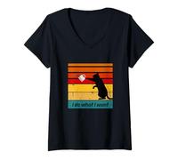 Mujer Taza roja divertida con diseño de gato retro para los amantes del café Camiseta Cuello V