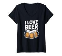 Mujer Tazas con texto en inglés "I Love Beer Cheers Fun Enthusiast" Camiseta Cuello V