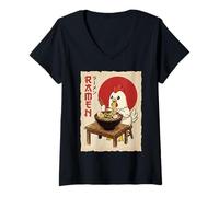 Mujer Tazón de Ramen para Comer Pollo con Fideos japoneses Ramen Camiseta Cuello V