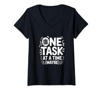 Mujer TDAH Ansiedad One Task At A Time (Maybe) Humor Camiseta Cuello V