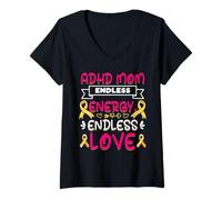 Mujer TDAH Mamá Energía infinita Apoyo sin fin Conciencia Camiseta Cuello V
