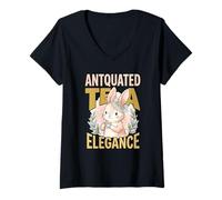 Mujer Té Antquated Elegance Bunny Party Time Vintage Lover Vibes Camiseta Cuello V