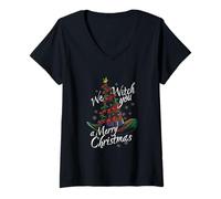 Mujer Te deseamos una Feliz Navidad Camiseta Cuello V