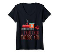 Mujer Te Elijo Choo Choo Tren Divertido Amor Romántico Camiseta Cuello V