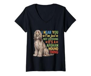 Mujer Te escucho Que no Estoy Escuchando Sabueso Afgano Camiseta Cuello V