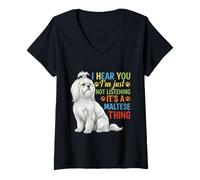 Mujer Te escucho Simplemente no escucho maltés Camiseta Cuello V