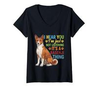Mujer Te escucho Simplemente no Estoy Escuchando Basenji Camiseta Cuello V