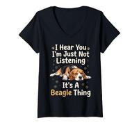 Mujer Te escucho Simplemente no Estoy Escuchando Beagle Camiseta Cuello V