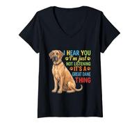 Mujer Te escucho Simplemente no Estoy Escuchando Gran Danés Camiseta Cuello V