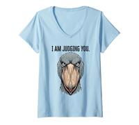 Mujer Te Estoy Juzgando Shoebill Cigüeña Mirada Graciosa Pájaro Meme Camiseta Cuello V