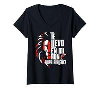 Mujer Te Llevo en mi ADN Aupa Athletic Leon Rojiblanco Camiseta Cuello V