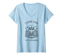 Mujer Te Quiero hasta los Huesos (gráfico Divertido) Camiseta Cuello V