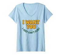 Mujer Te Quiero Simplemente no Puedo coquetear Gráfico de Citas Groovy de los 70 Camiseta Cuello V