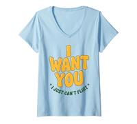 Mujer Te Quiero Simplemente no Puedo coquetear Gráfico de Citas Groovy de los 70 Camiseta Cuello V