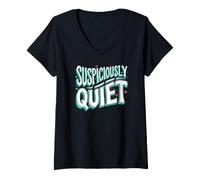 Mujer Teacher Librarian Suspiciously Quiet Bookworm Camiseta Cuello V