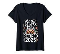 Mujer Teacher Retirement Shirts 2026 Let The Recess Begin Retire Camiseta Cuello V