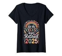 Mujer Teacher Retirement Shirts 2026 Let The Recess Begin Retire Camiseta Cuello V