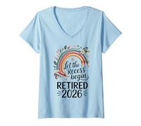 Mujer Teacher Retirement Shirts 2026 Let The Recess Begin Retire Camiseta Cuello V
