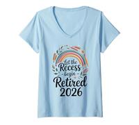 Mujer Teacher Retirement Shirts 2026Let The Recess Begin Retire Camiseta Cuello V